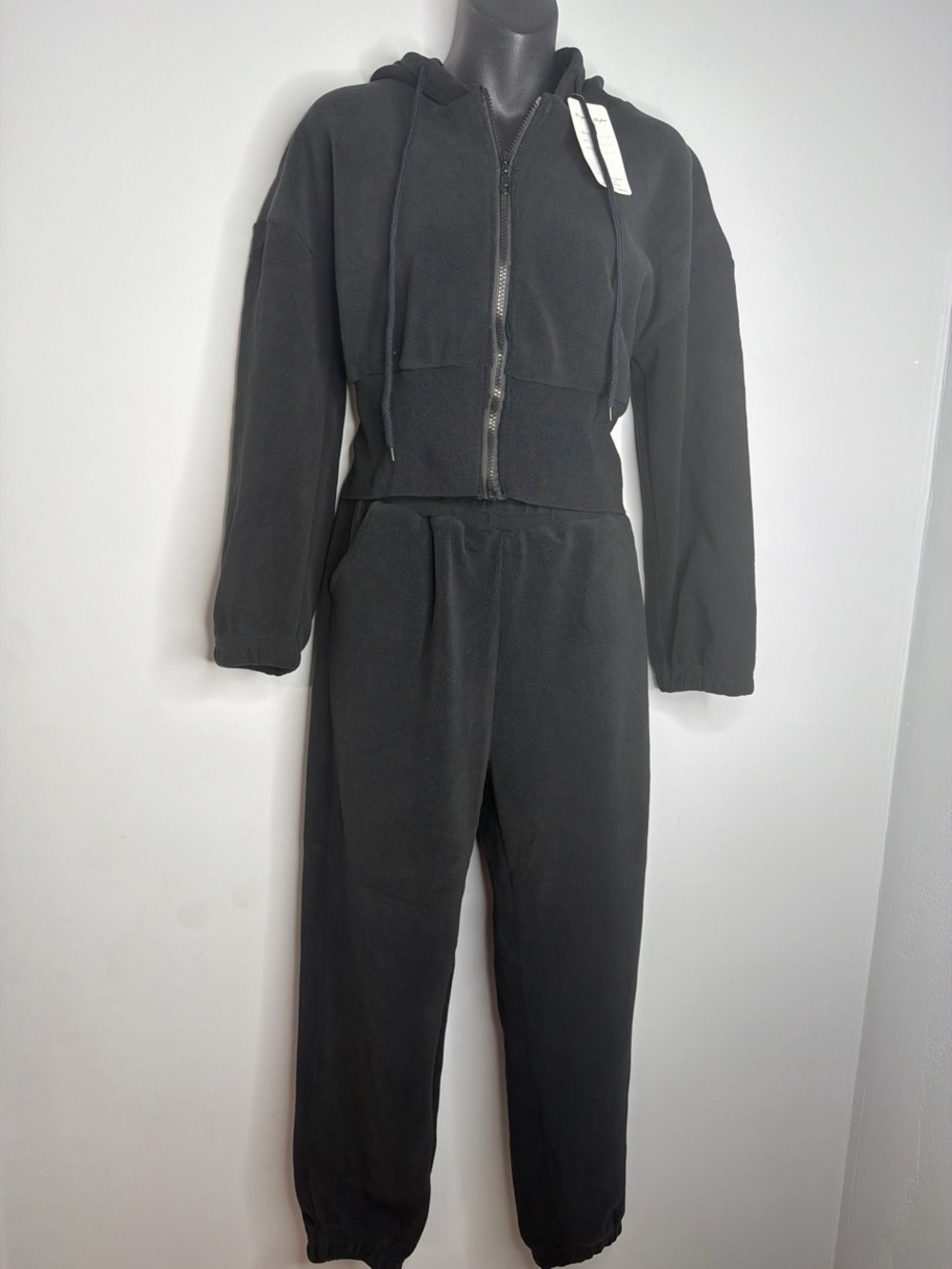 Black Women's Hooded Zip Jacket & Jogger Set